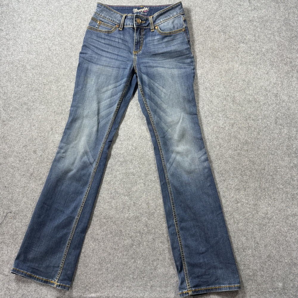 Wrangler Womens 09MWZKM Boot Cut Jeans 3/4x34 Blue Denim Stretch